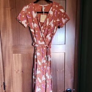 Mata Traders Terracotta Wrap Midi Dress
